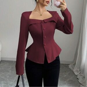 Burgundy Long Sleeve Blouse